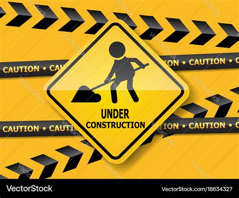 Under Construction Road Sign Work In Progress Vector Image