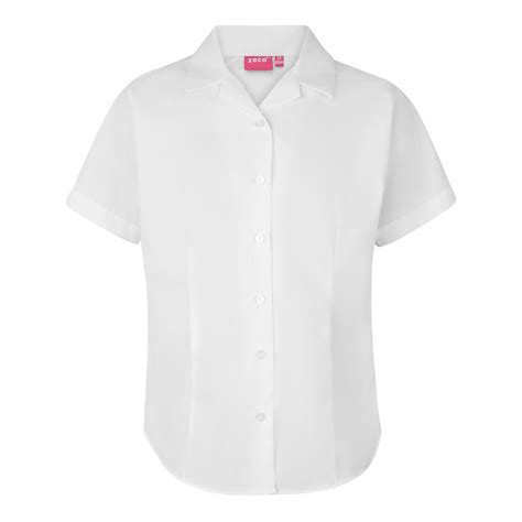 Revere Collar School Blouse Short Sleeve Slim Fit Girls School Shirts