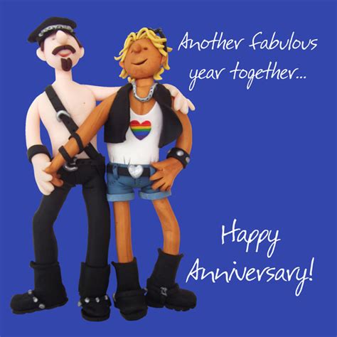 Male Couple Happy Anniversary Greeting Card One Lump Or Two Cards