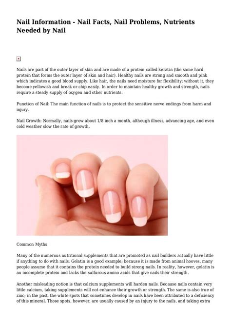 Nail Information Nail Facts Nail Problems Nutrients Needed By Nail