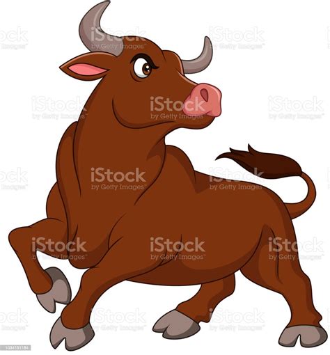 Cartoon Angry Bull Isolated On White Background Stock Illustration