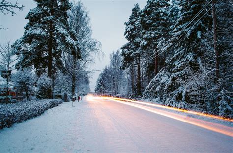 Winter Snow Nature Road Extract Tree Christmas Tree Hd