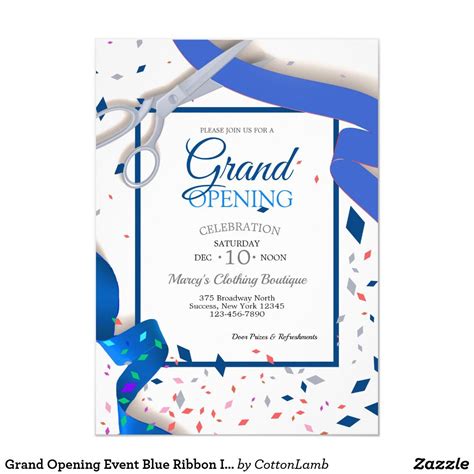 Grand Opening Event Blue Ribbon Invitation Grand Opening