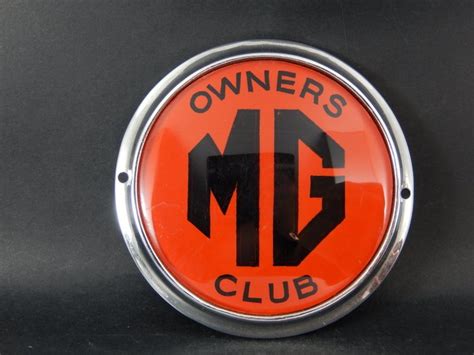 Vintage Chrome Auto Car Badge Mg Owners Club Bright Red Catawiki