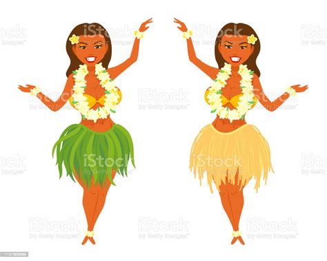 Beautiful Hawaiian Girl With A Flower Garland Around Her Neck Wrists