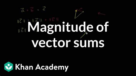 Magnitude Of Vector Sums Vectors Precalculus Khan Academy Youtube