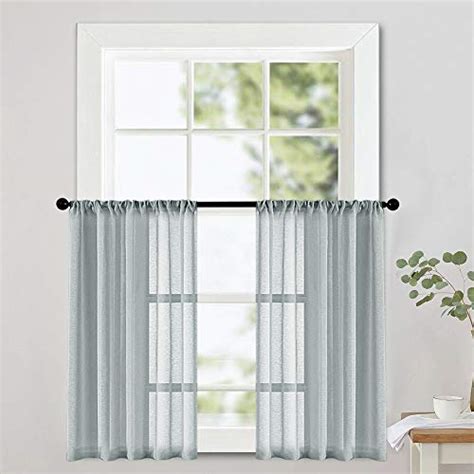 Ryb Home Short Curtains Gray Half Window Curtains For Bedroom Privacy