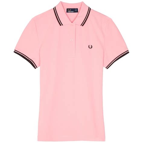 Fred Perry Womens Twin Tip Polo Shirt Pink And Black G3600 G23