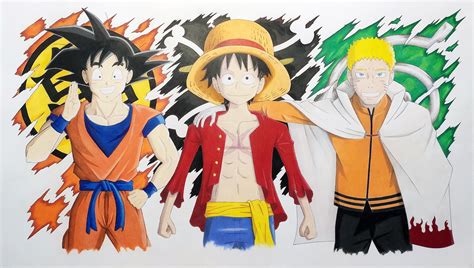 Manga Drawings With Pencils Luffy Goku And Naruto Odd Arts