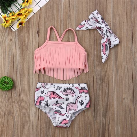 zomer peuter kinderen meisje mode roze kwastje bikini set badmode badpak badpak grandado