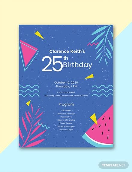 Enjoy and download the best birthday psd freebies and improve your promotional designs of your next party and club event! FREE 7th Birthday Program Template: Download 31+ Program ...