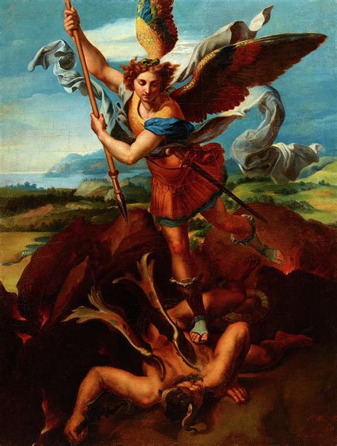 Saint Michael The Archangel Vanquishing Satan Painting By Rafal Hadziewicz Fine Art America