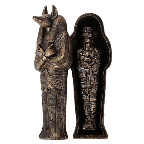 ancient egyptian artifact collectible god of underworld anubis sarcophagus coffin w mummy