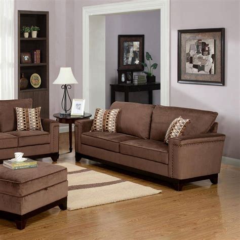 Myco Furniture Opulence Modern Brown Velvet Living Room Sofa Set W