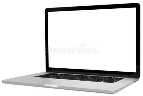 Laptop With Blank Screen Isolated On White Background White Aluminium