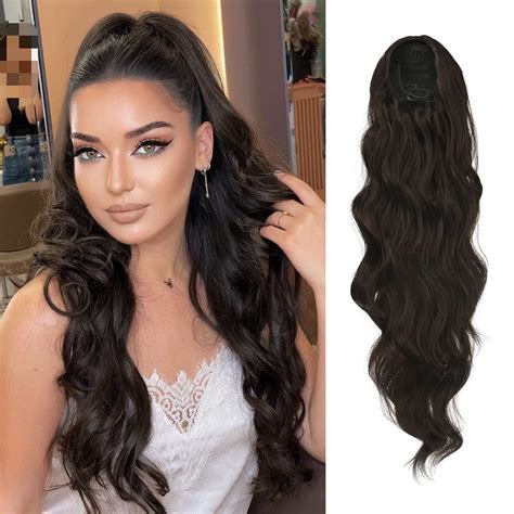 Buy FESHFEN Long Ponytail Extension Curly Wavy Clip In Synthetic