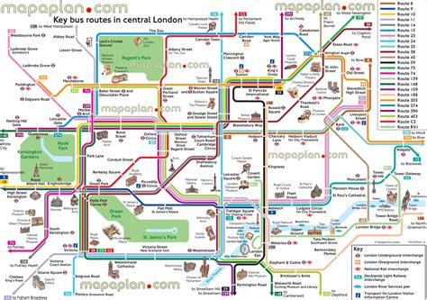 London Top Tourist Attractions Map Map Of Bus Route Network Main