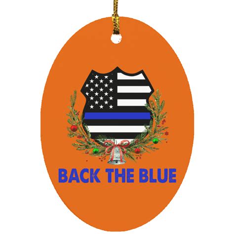 Thin Blue Line Badge Oval Ornament Groovyapparel