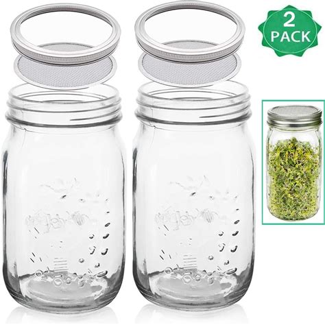 2x1000ml Sprout Growing Kit Includes Mason Jar 316