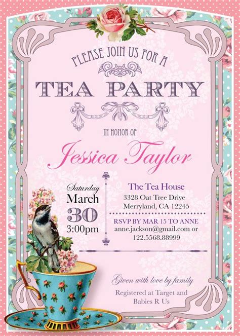 Printable High Tea Party Invitation By Thepaperwingcreation Tea