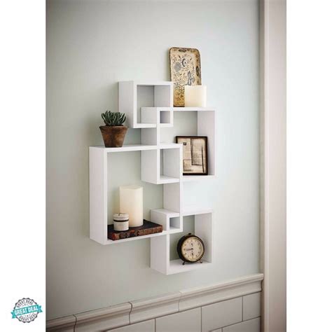 Shelving Solution Intersecting Decorative White Color Wall Shelf Set Of