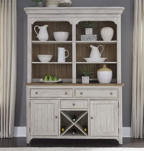 Liberty Farmhouse Reimagined Antique White Buffet With Hutch