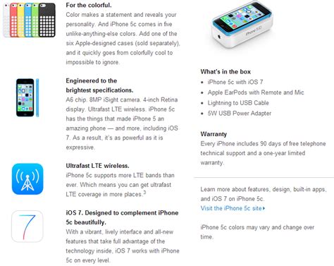 Apple Iphone 5c Specs Features Availability And Price Details Infographic