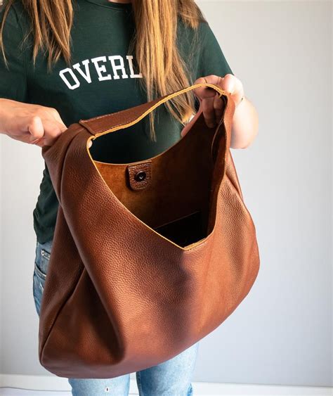 Leather Hobo Bag Brown Oversize Shoulder Bag Everyday Etsy Natural