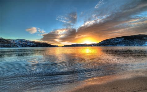 Norway Scenery Lake Sunset Mountains Wallpaper Nature And
