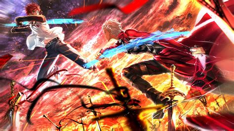 540x960 Resolution Two Anime Fighting With Blue Swords Illustration