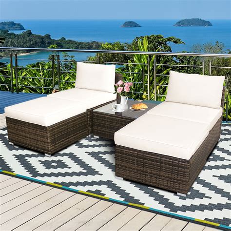 Buy Gymax 5 Pc Lounge Patio Rattan Sectional Furniture Set Wicker Sofa