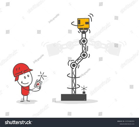 Stick Figures Factory Automation Modern Industry Stock Vector Royalty