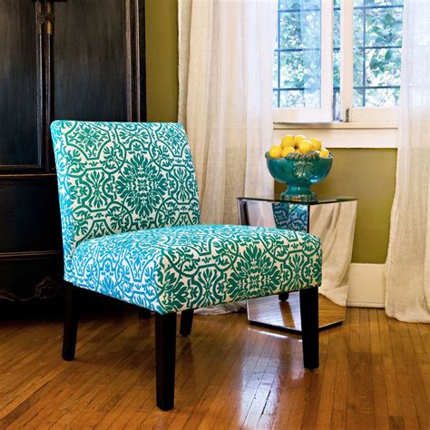 Modern Turquoise Blue Upholstered Armless Chair Seat Living Room