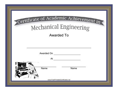 Mechanical Engineering Academic Achievement Certificate Template