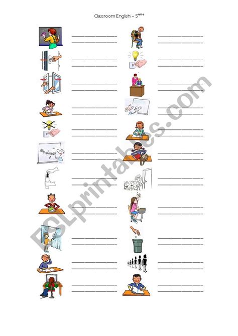 Classroom English Worksheet Esl Worksheet By Punkyscoby