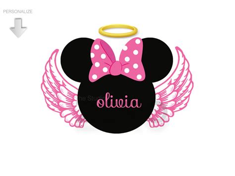 Disney Minnie Clipart Bow Angel Wings Halo Personalize Etsy España