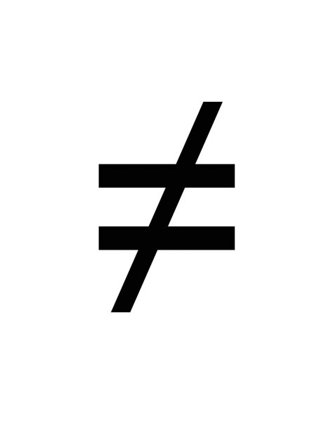 Flashcard Of A Math Symbol For Not Equal Clipart Etc