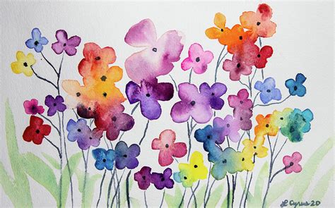 Watercolor Whimsical Flower Design Painting By Cascade Colors Pixels