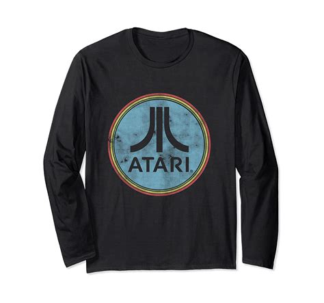 Classic Atari Logo In Blue Circle Arcade Game Long Sleeve T Shirt