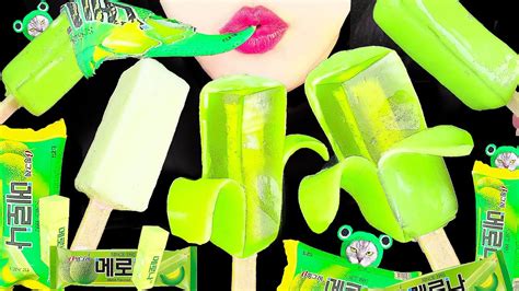 Asmr Edible Peeled Melon Ice Cream Jelly Eating Sound 찢어먹는 메로나 쫀드기 닉클립아이스크림 젤리 먹방 Feat 둥이키친 레시피