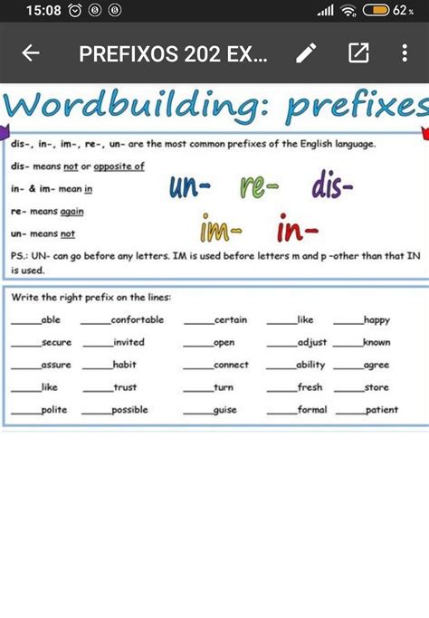 Prefixo é Sufixo Em Inglês Exercícios
