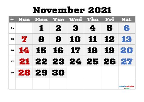 Free November 2021 Calendar Printable Month Calendar Printable