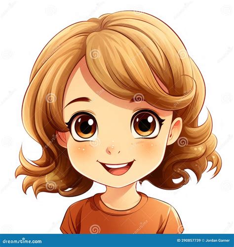 A Cartoon Girl With Brown Hair And Brown Eyes Stock Illustration Illustration Of Laughing