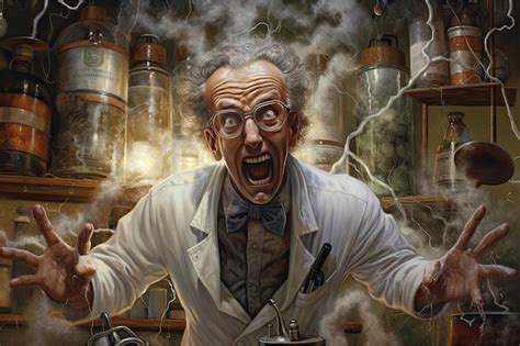 Premium Photo Mad Scientist Concept Old Man In Laboratory