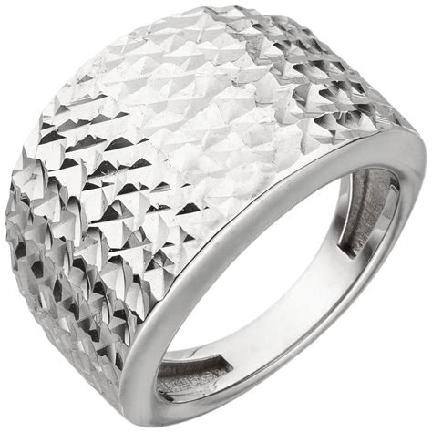 Breiter Ring aus 925 Silber mit Struktur rhodiniert B:15mm Fingerring ...