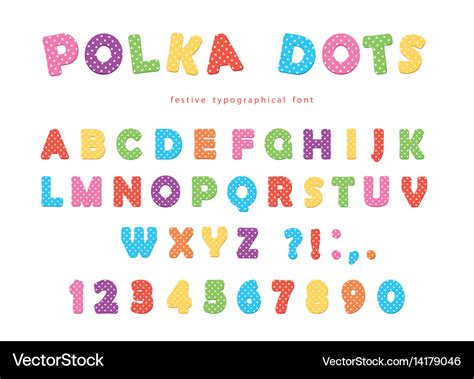 Festive Polka Dots Font Colorful Abc Letters Vector Image