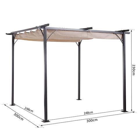 Buy Outsunny 3 X 3 M Metal Pergola Gazebo Awning Retractable Canopy