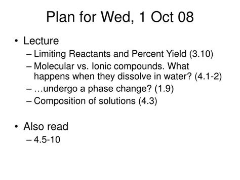 Ppt Plan For Wed 1 Oct 08 Powerpoint Presentation Free Download