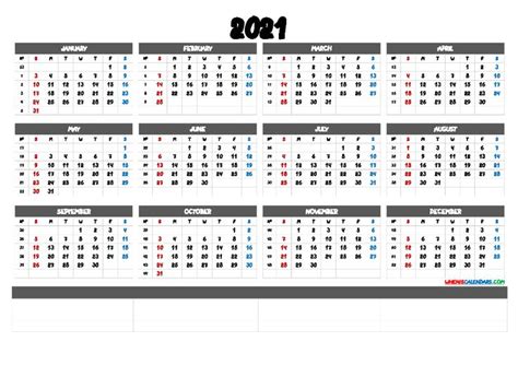 Portrait) on one page in easy to print pdf format. 2021 Free Yearly Calendar Template Word Premium Templates - Free Print… in 2020 | Printable ...