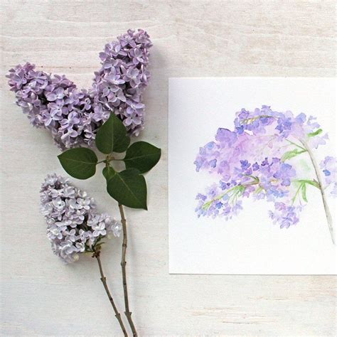 Lilacs Watercolor Print Lilac Painting Purple Painting Flower Painting
